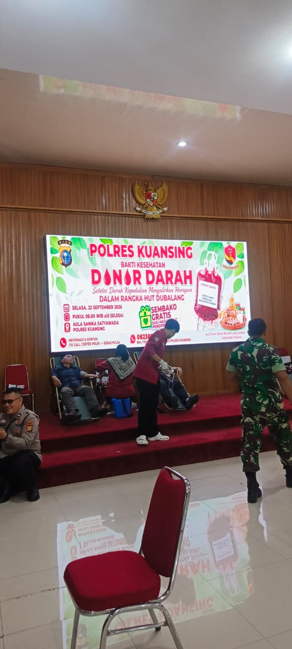 Polres Kuansing Gelar Bakti Kesehatan Donor Darah dalam Rangka HUT DUBALANG